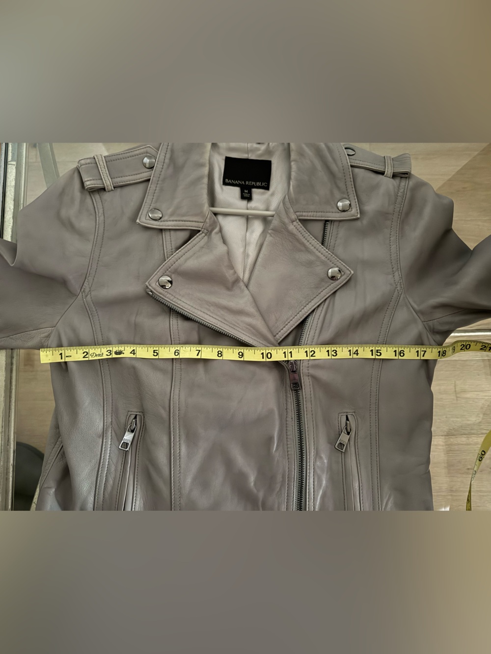 Banana Republic Light Gray Leather Moto Jacket - Picture 5 of 6